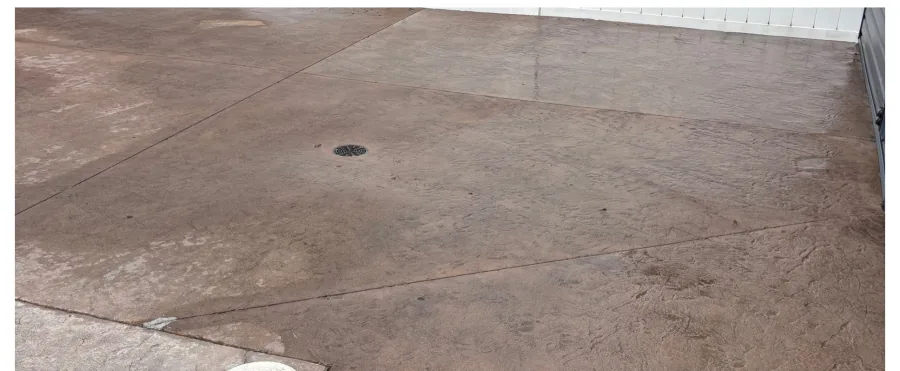 Pool deck stain removal close-up