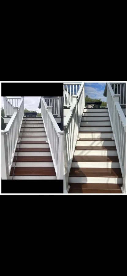 Composite deck stairs before and after