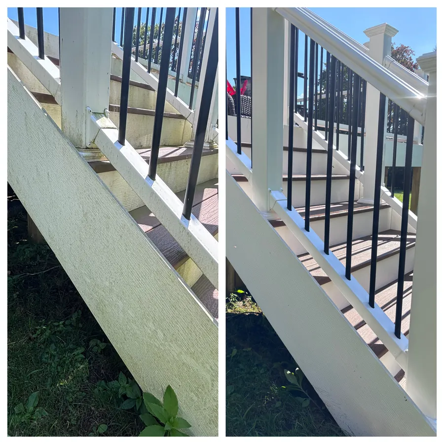 Composite deck stairs and railing