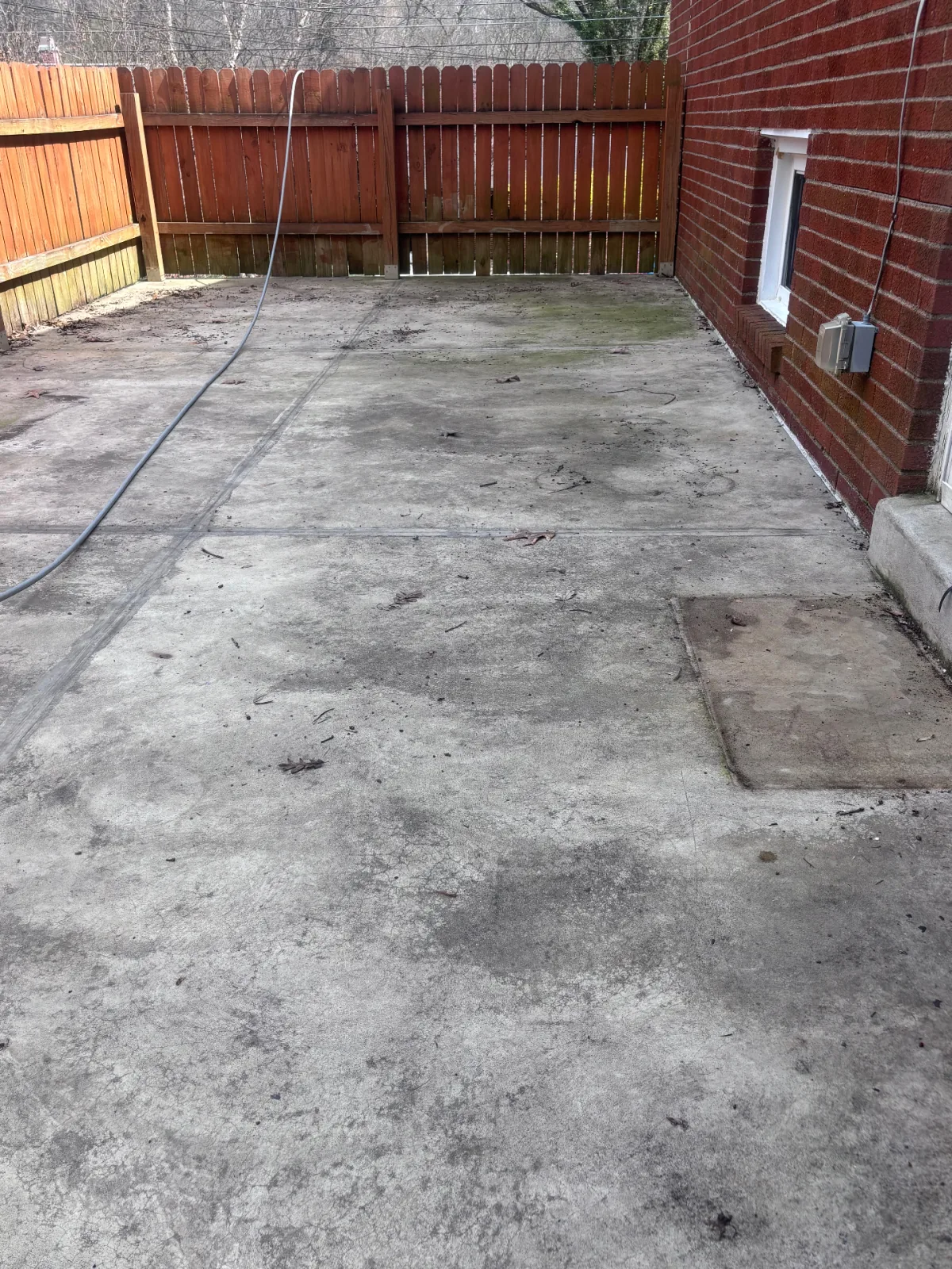 Concrete patio before cleaning