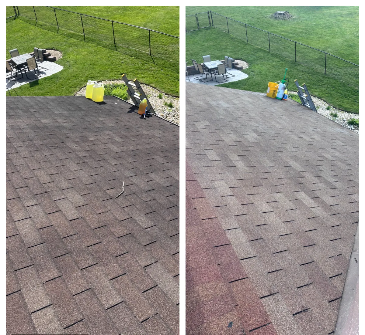Roof before and after close detail
