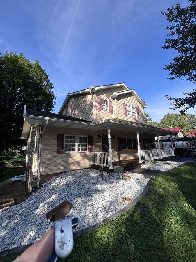 Two-story home after full exterior wash